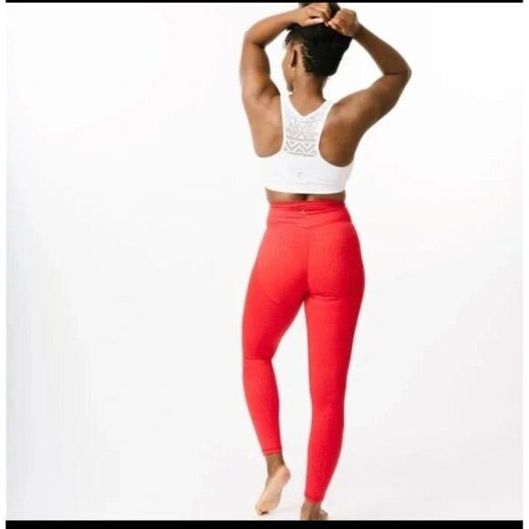Zyia Light N Tight Cross Front Red Leopard Ruched Back Hi-Rise Leggings Sz 8-10 - Picture 13 of 16